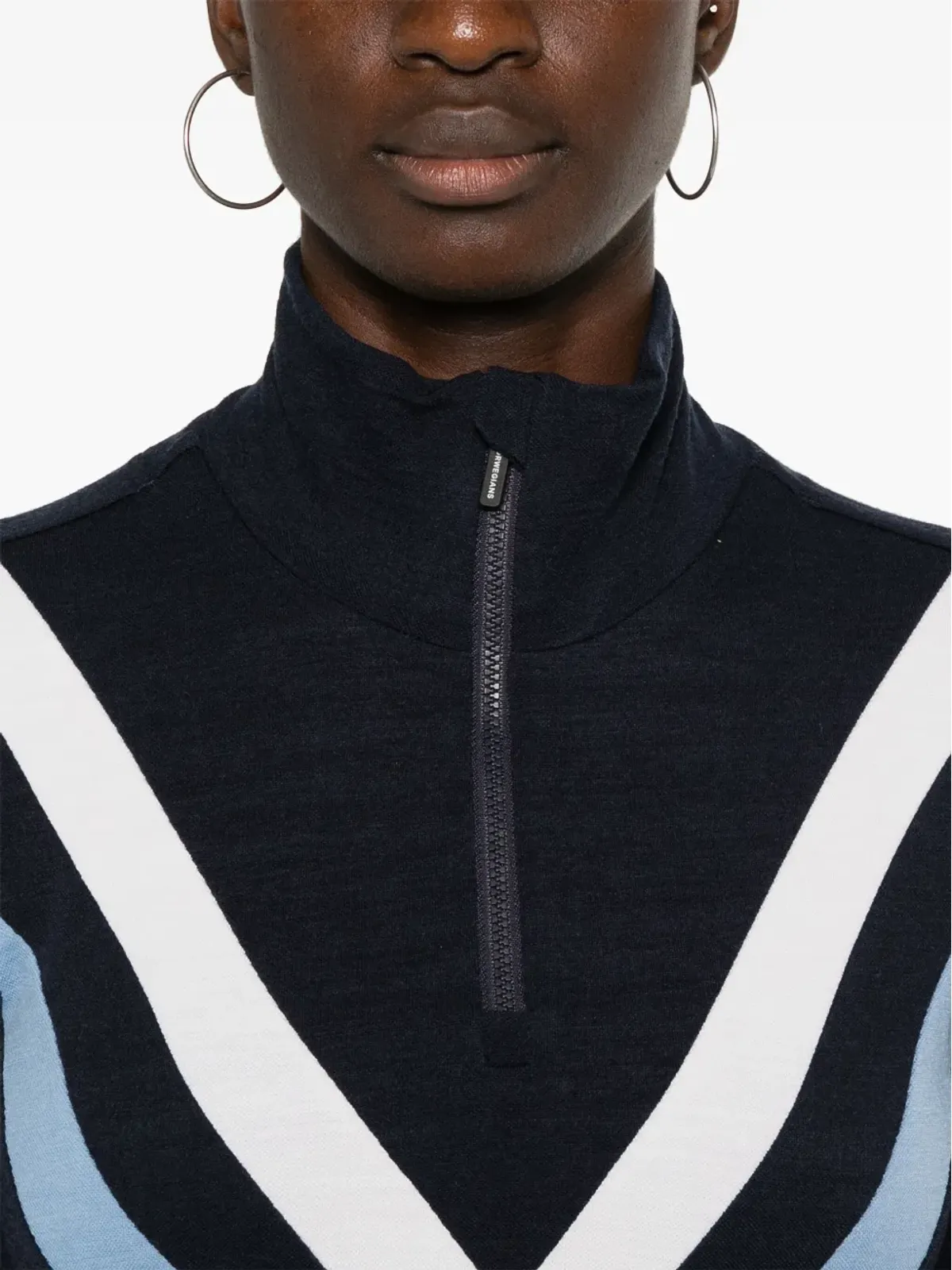 We Norwegians Voss Chevron zip-up sweater - Blue - 画像5