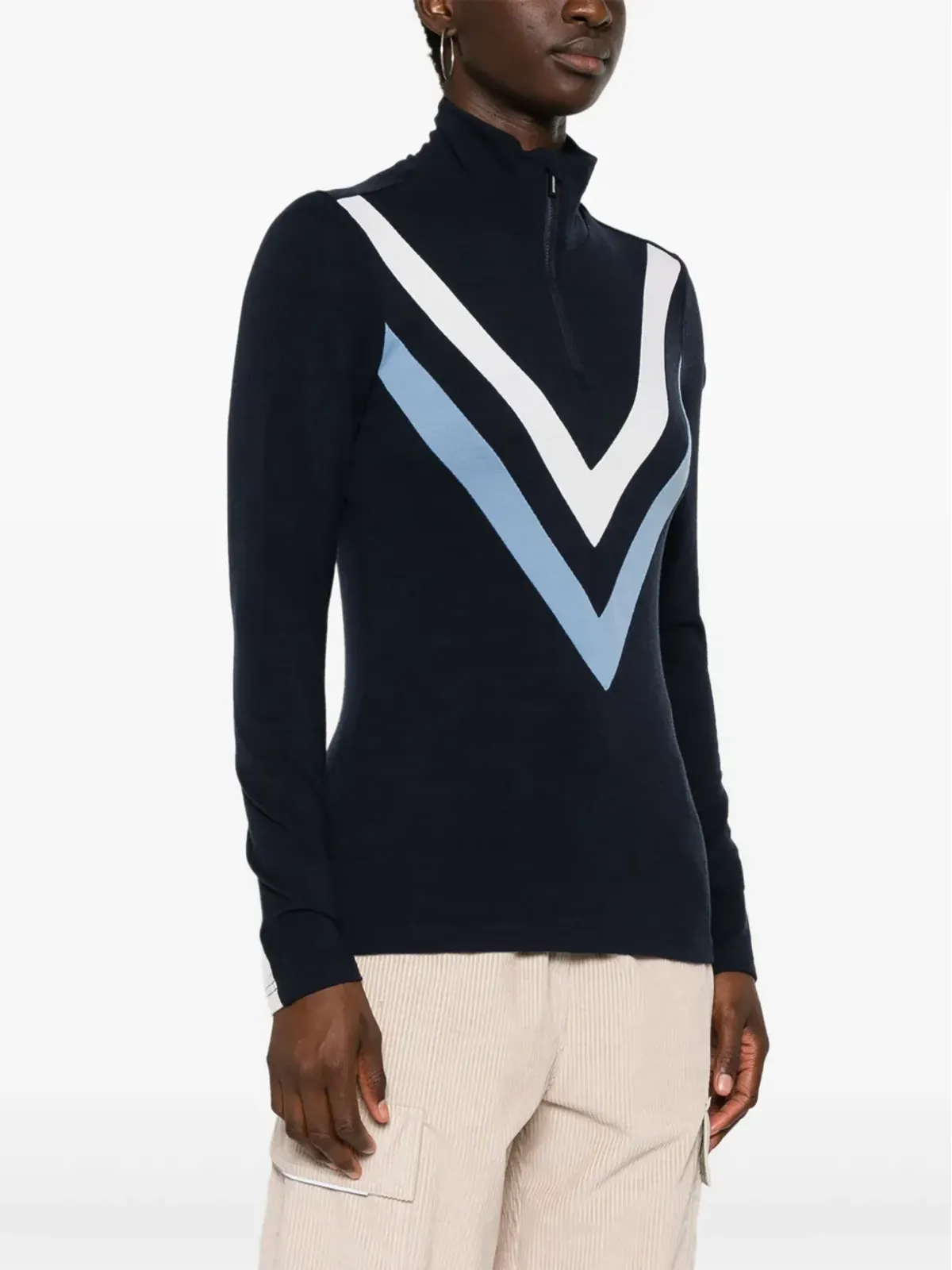 We Norwegians Voss Chevron zip-up sweater - Blue - 画像3