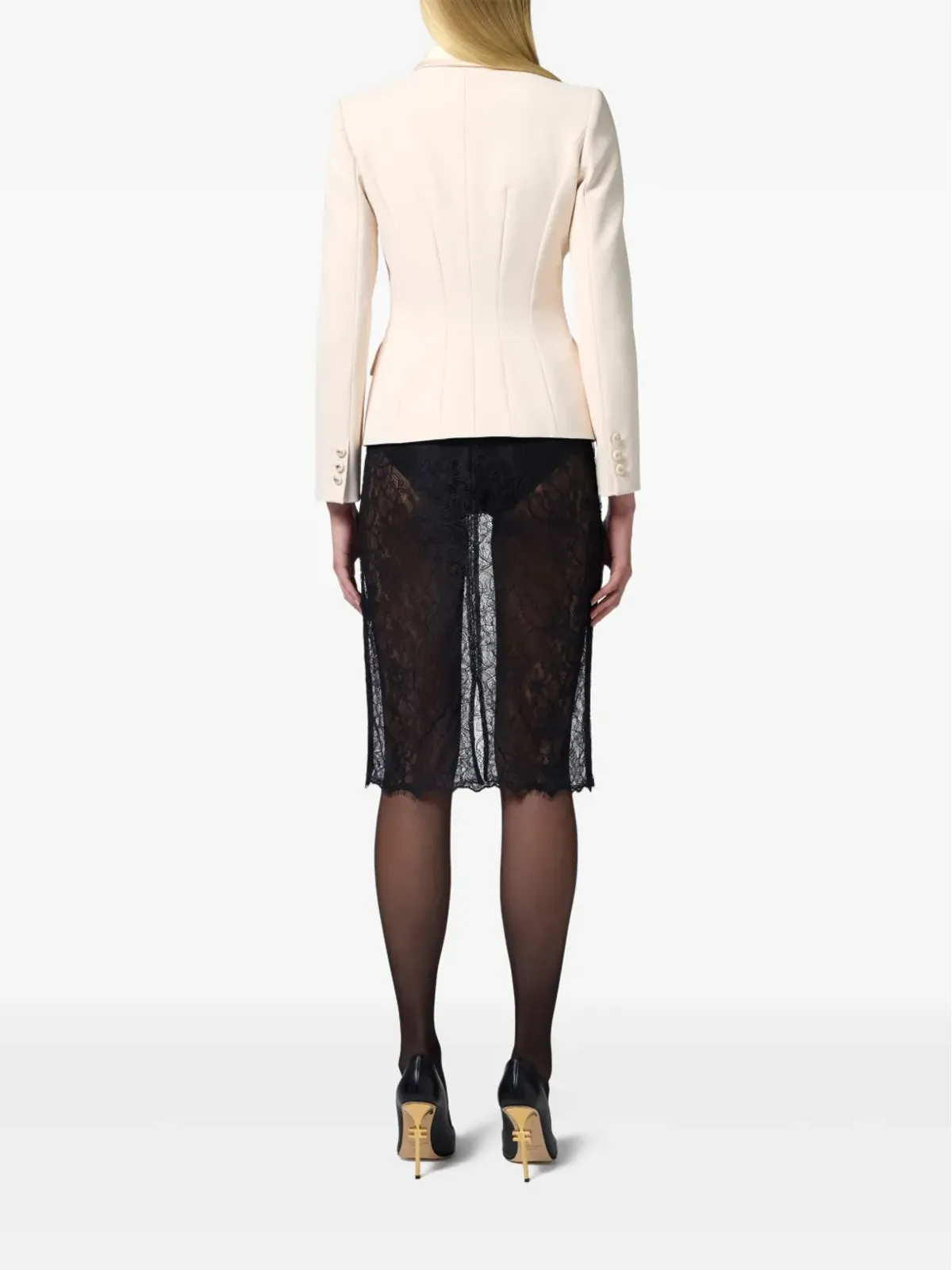 Elisabetta Franchi クリープサテン ブレザー - ネチュラル系 - 画像3