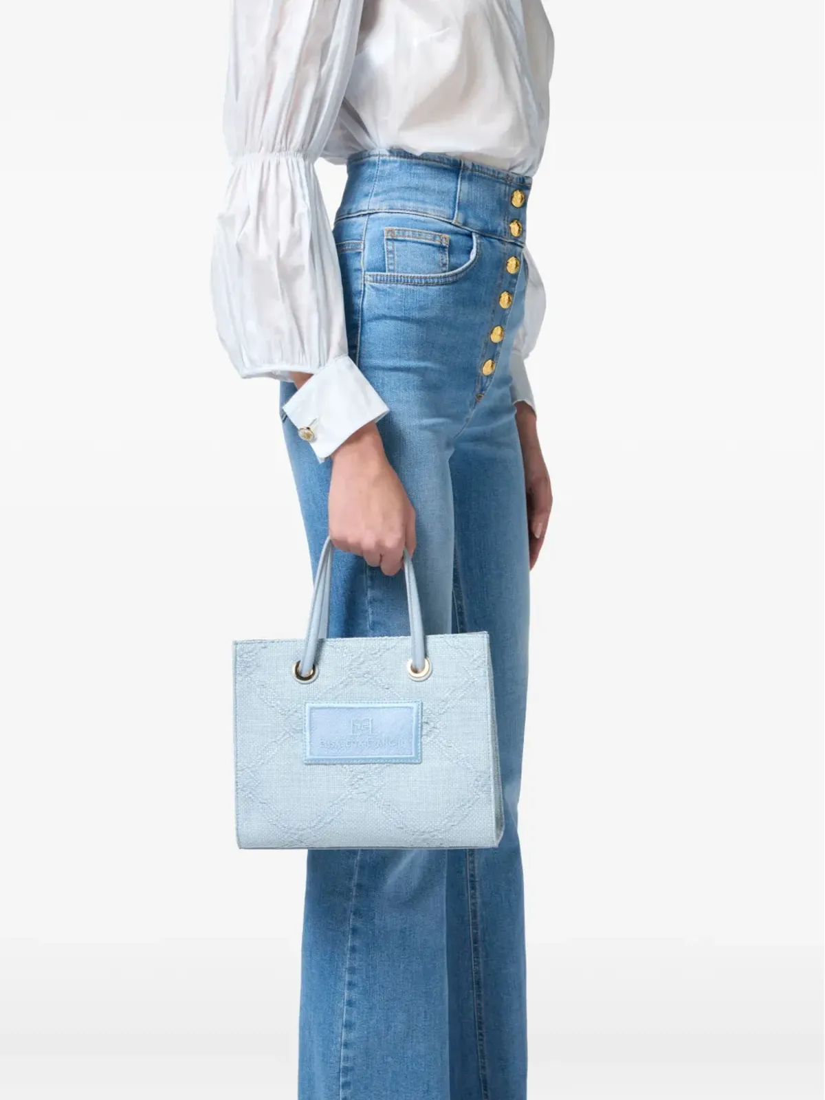Elisabetta Franchi ロゴジャカード ミニ トートバッグ - ブルー - 画像2