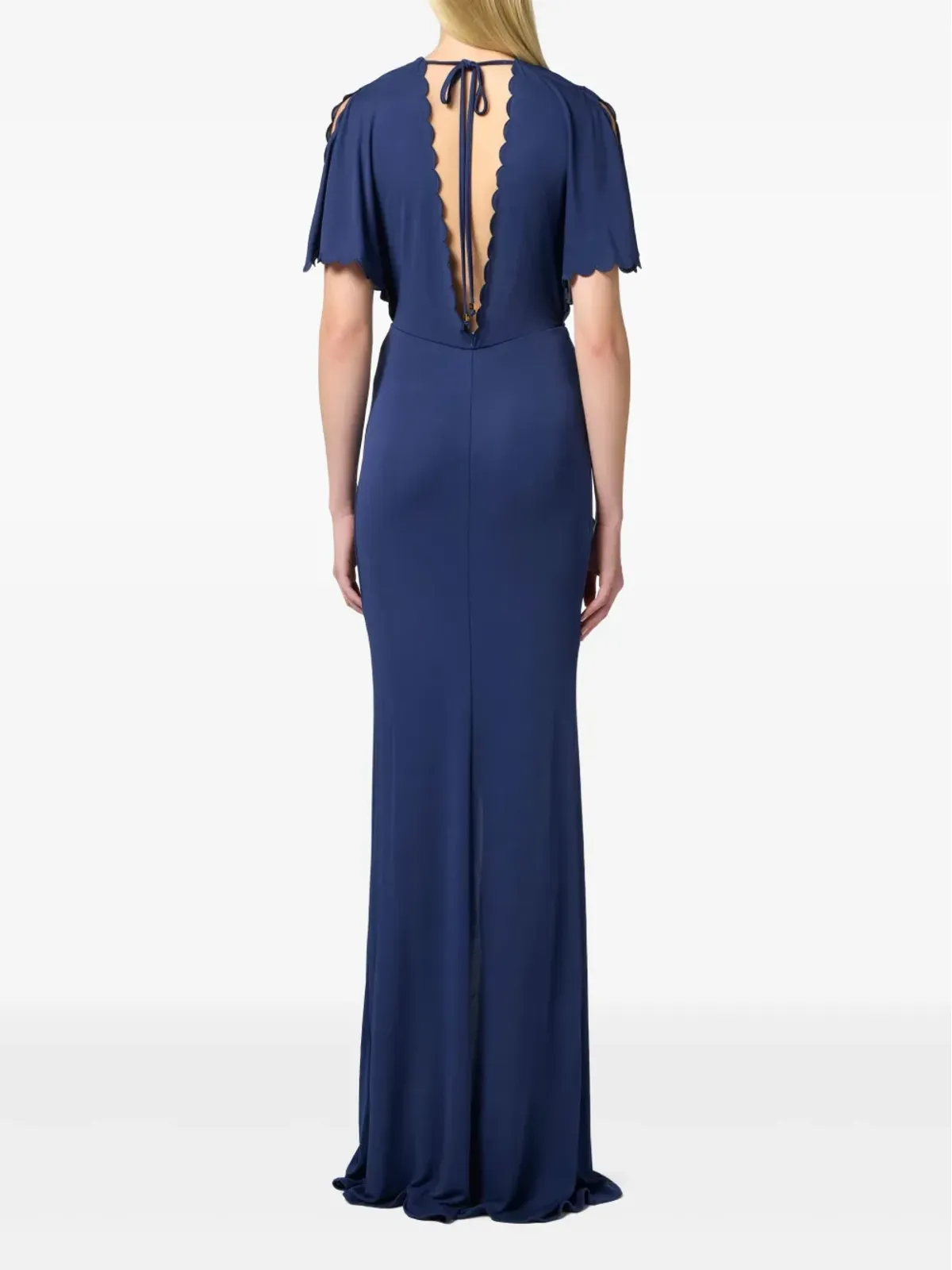 Elisabetta Franchi スカラップエッジ ガウン ブルー - 画像3
