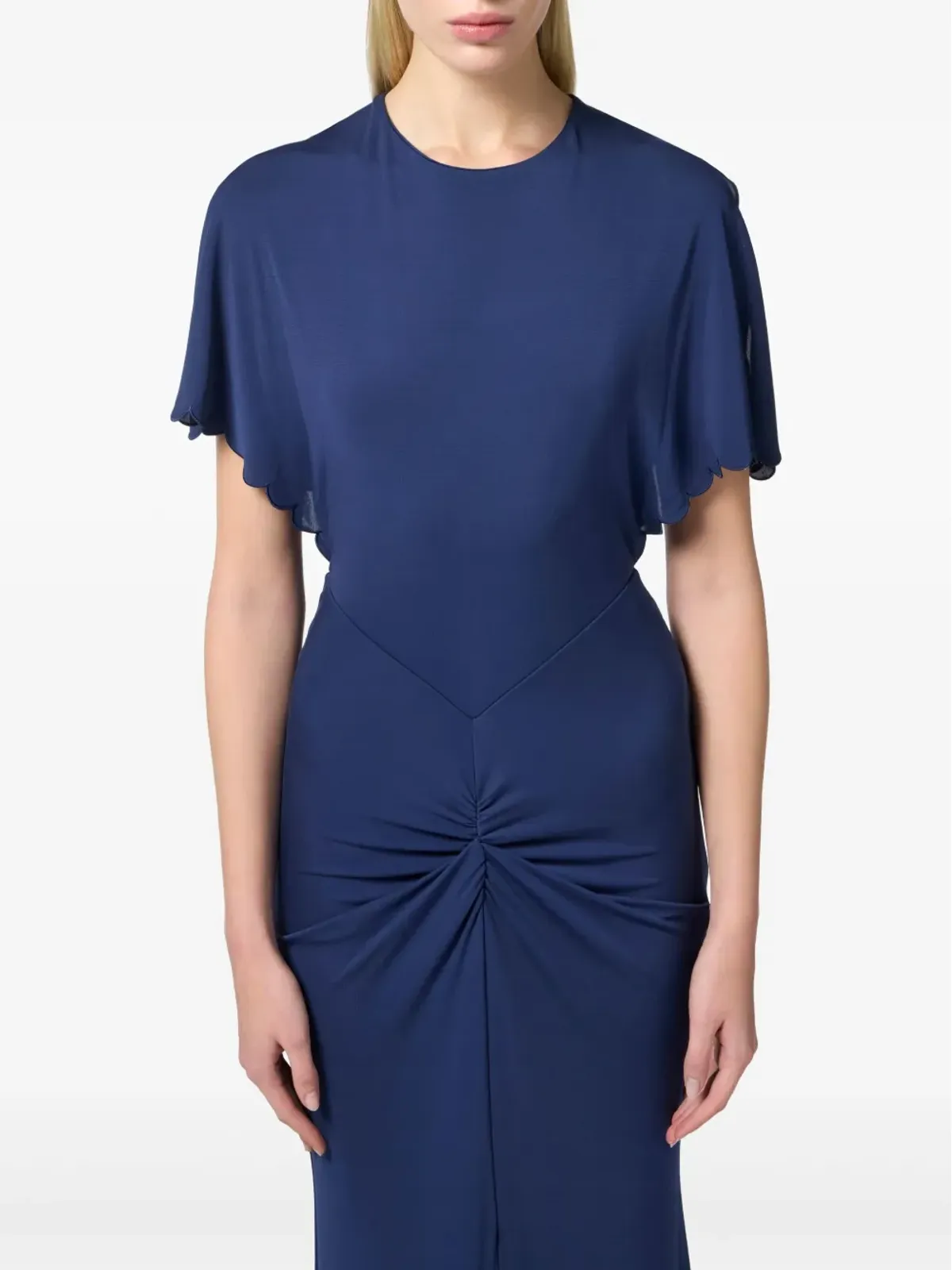 Elisabetta Franchi スカラップエッジ ガウン ブルー - 画像4