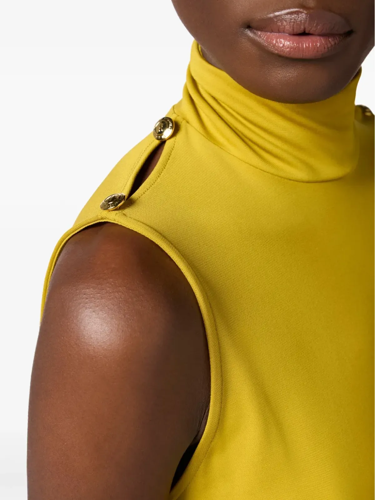Elisabetta Franchi アシンメトリック クレープドレス イエロー - 画像5