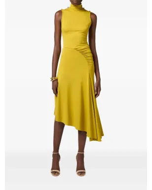 Elisabetta Franchi アシンメトリック クレープドレス イエロー - サムネイル2