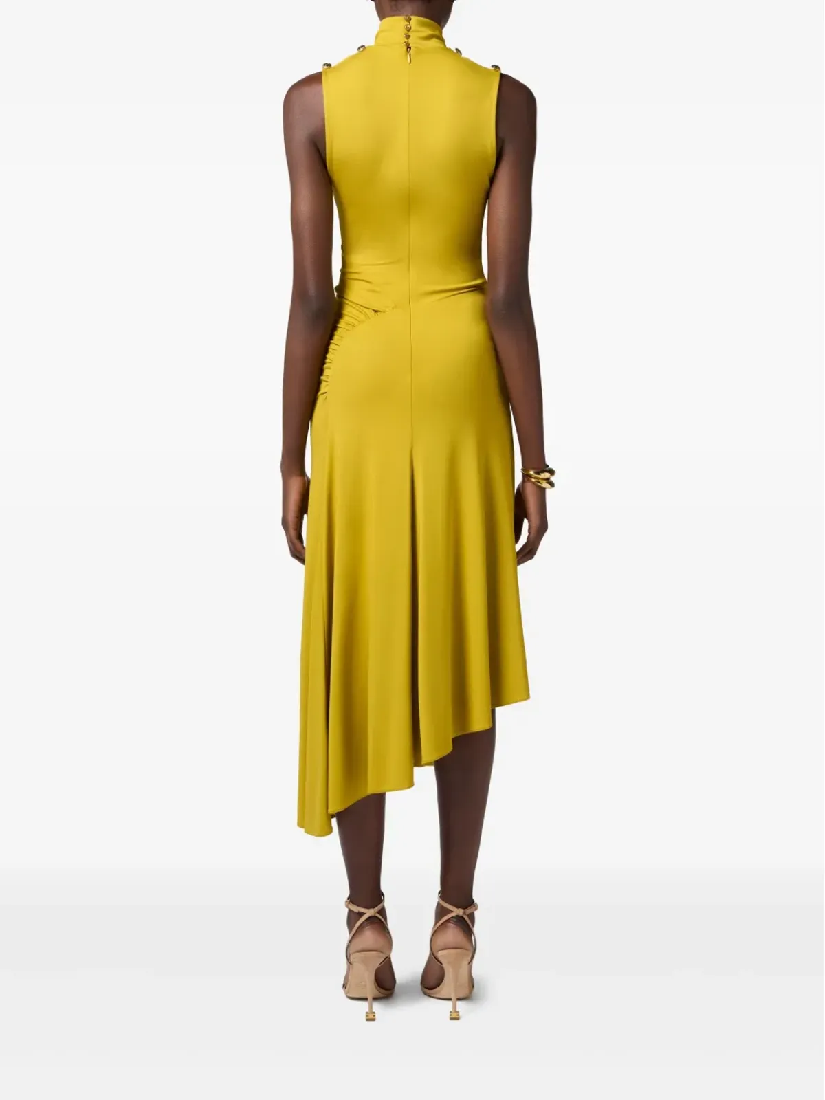 Elisabetta Franchi アシンメトリック クレープドレス イエロー - 画像3