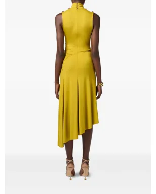 Elisabetta Franchi アシンメトリック クレープドレス イエロー - サムネイル3