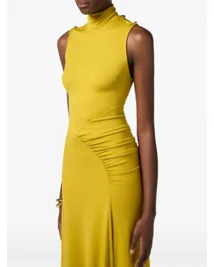 Elisabetta Franchi アシンメトリック クレープドレス イエロー - サムネイル4