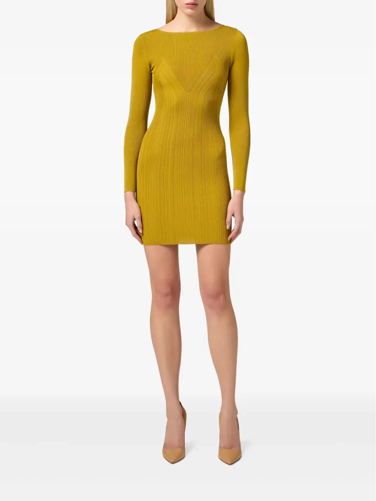 Elisabetta Franchi クロスオーバー レースディテール ミニドレス - イエロー - 画像2