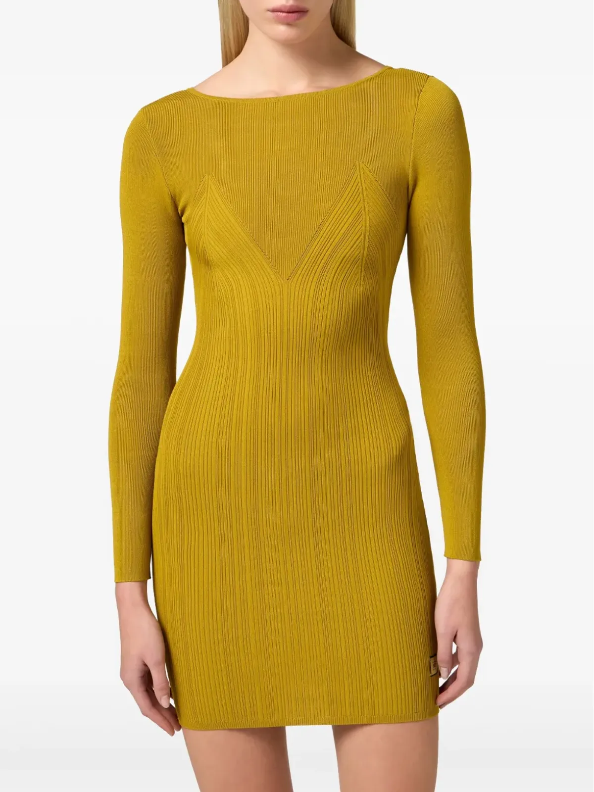 Elisabetta Franchi クロスオーバー レースディテール ミニドレス - イエロー - 画像4