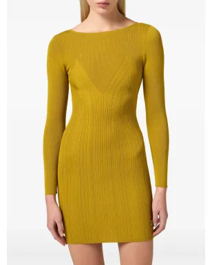 Elisabetta Franchi クロスオーバー レースディテール ミニドレス - イエロー - サムネイル4
