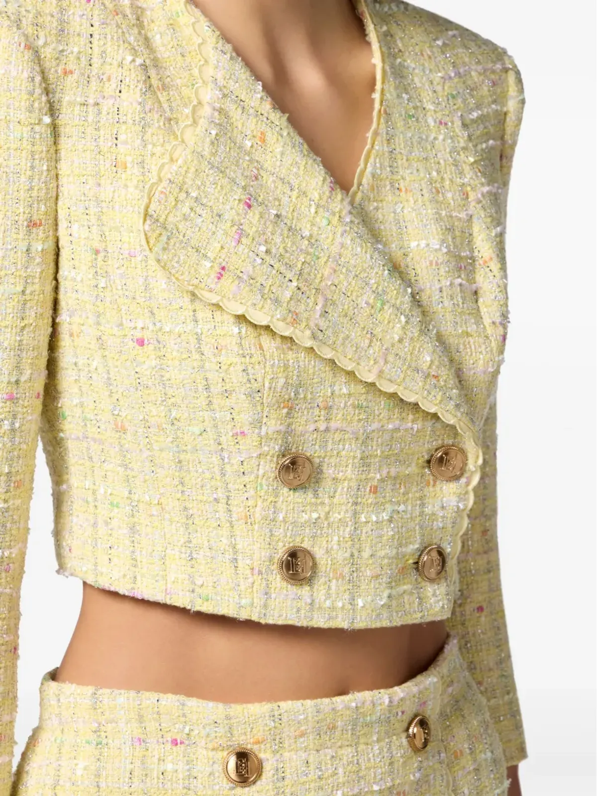 Elisabetta Franchi ラメブレザー - イエロー - 画像5