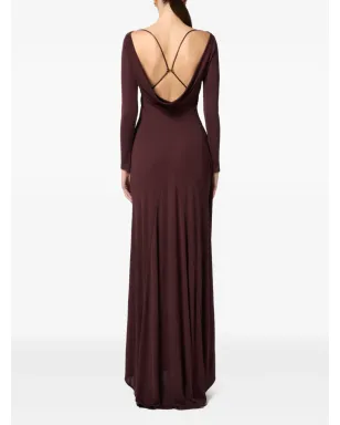 Elisabetta Franchi ドレープジャージー ガウン - レッド - サムネイル3