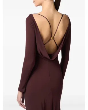Elisabetta Franchi ドレープジャージー ガウン - レッド - サムネイル4