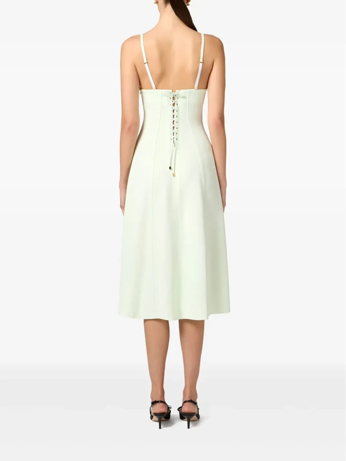 Elisabetta Franchi レースアップディテール クレープ ミディドレス - グリーン - 画像3