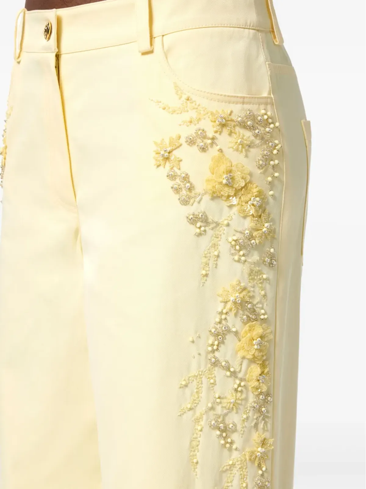Elisabetta Franchi 刺繍入りパラッツォパンツ - イエロー - 画像5