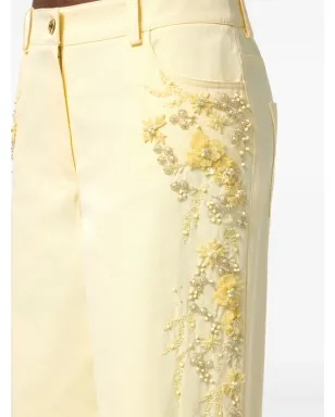 Elisabetta Franchi 刺繍入りパラッツォパンツ - イエロー - サムネイル5