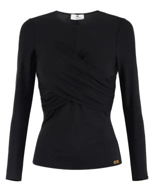 Elisabetta Franchi ドレープ入りクレープトップ - ブラック - サムネイル1