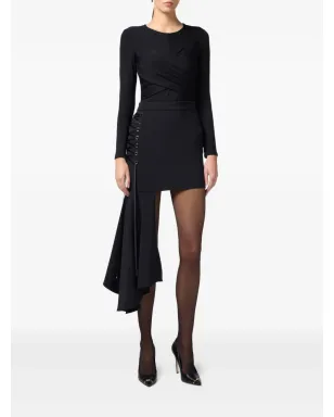 Elisabetta Franchi ドレープ入りクレープトップ - ブラック - サムネイル2