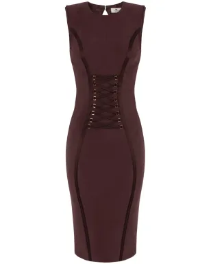 Elisabetta Franchi クロスオーバー レースディテール ミディドレス - ブラウン - サムネイル1