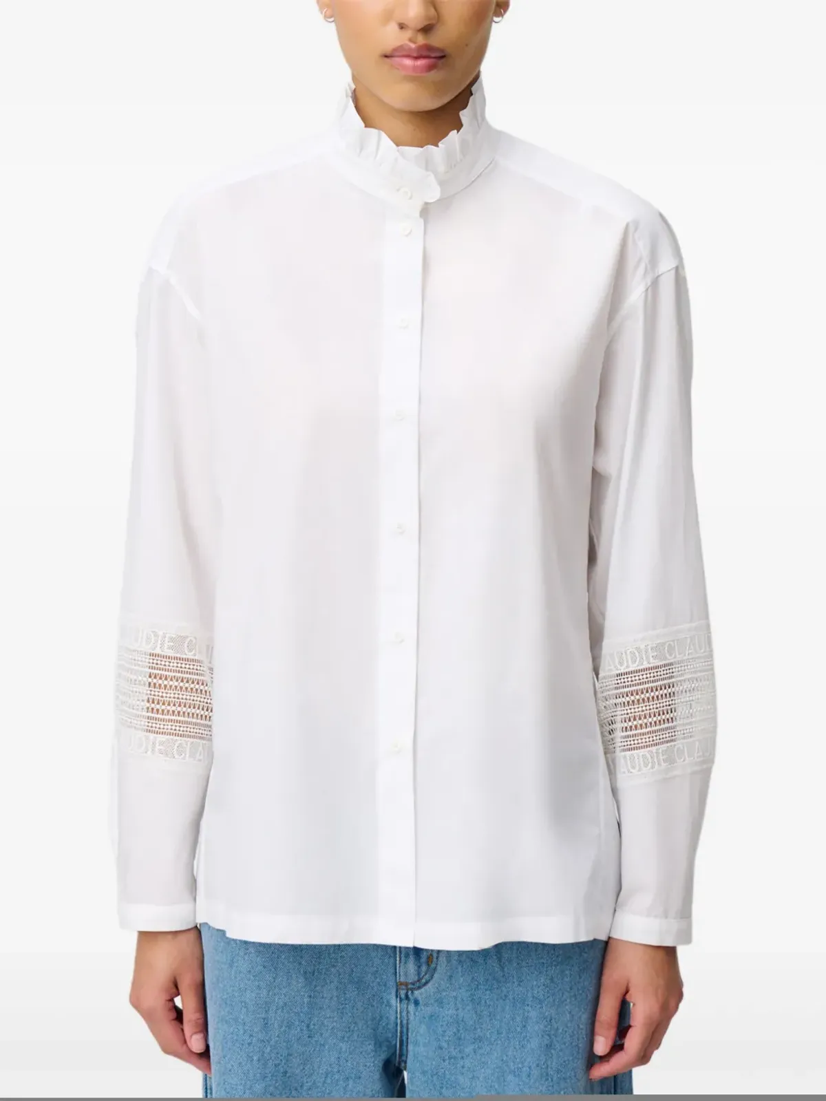 Claudie Pierlot フリルカラーコットンTシャツ - 画像5
