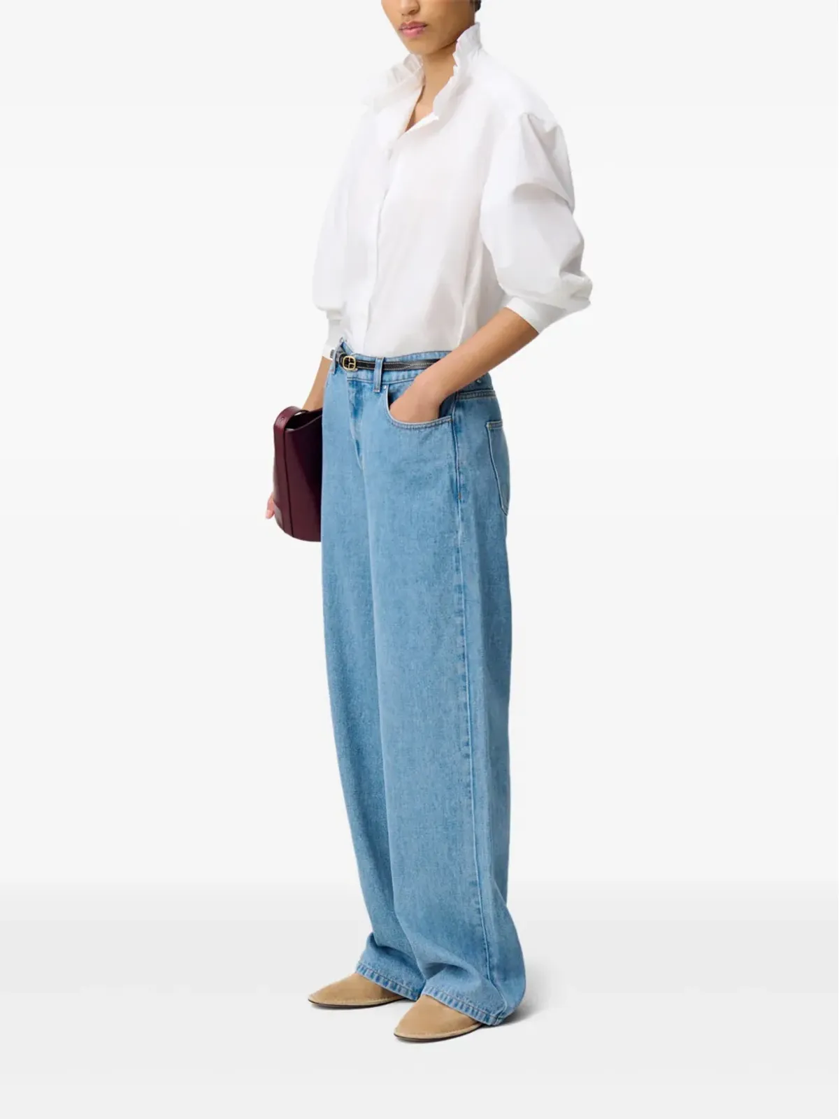 Claudie Pierlot フリルカラーコットンTシャツ - 画像3