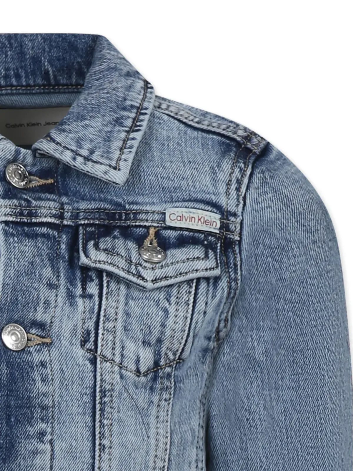 Calvin Klein Kids ロゴパッチ付きデニムジャケット - 画像3