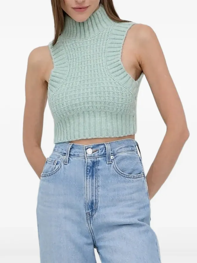 For Love & Lemons For Love And Lemons ハイネック・オープンバック・ニットトップ - グリーンの商品画像