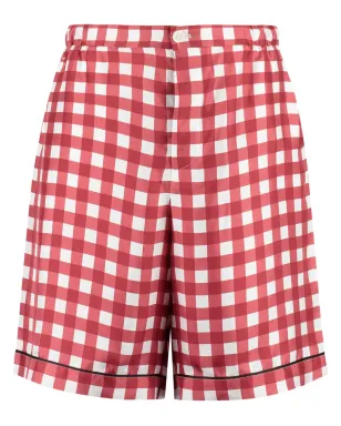 Prada チェック柄シルクショートパンツ - レッド - サムネイル1
