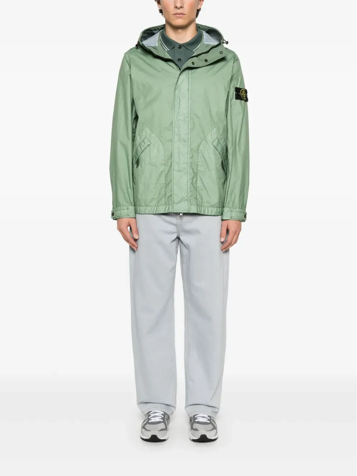 Stone Island シワ加工コート - グリーン - 画像2