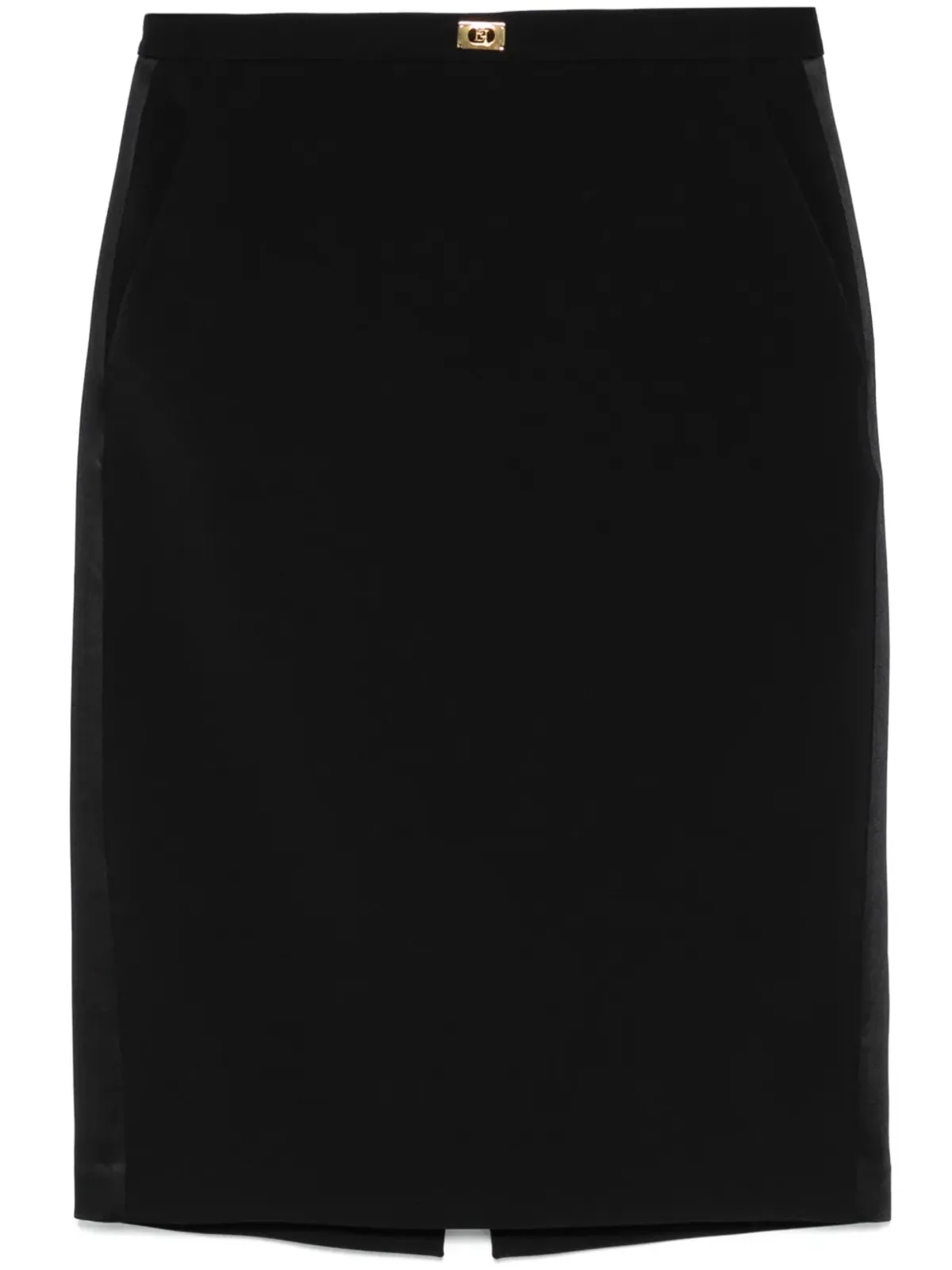 Elisabetta Franchi サテンのトリムを施したクレープ ミディスカート - ブラック - 画像1