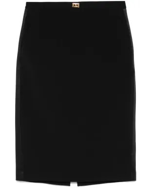 Elisabetta Franchi サテンのトリムを施したクレープ ミディスカート - ブラック - サムネイル1