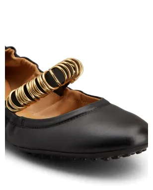 Tod's リングディテール バレリーナシューズ - ブラック - サムネイル5