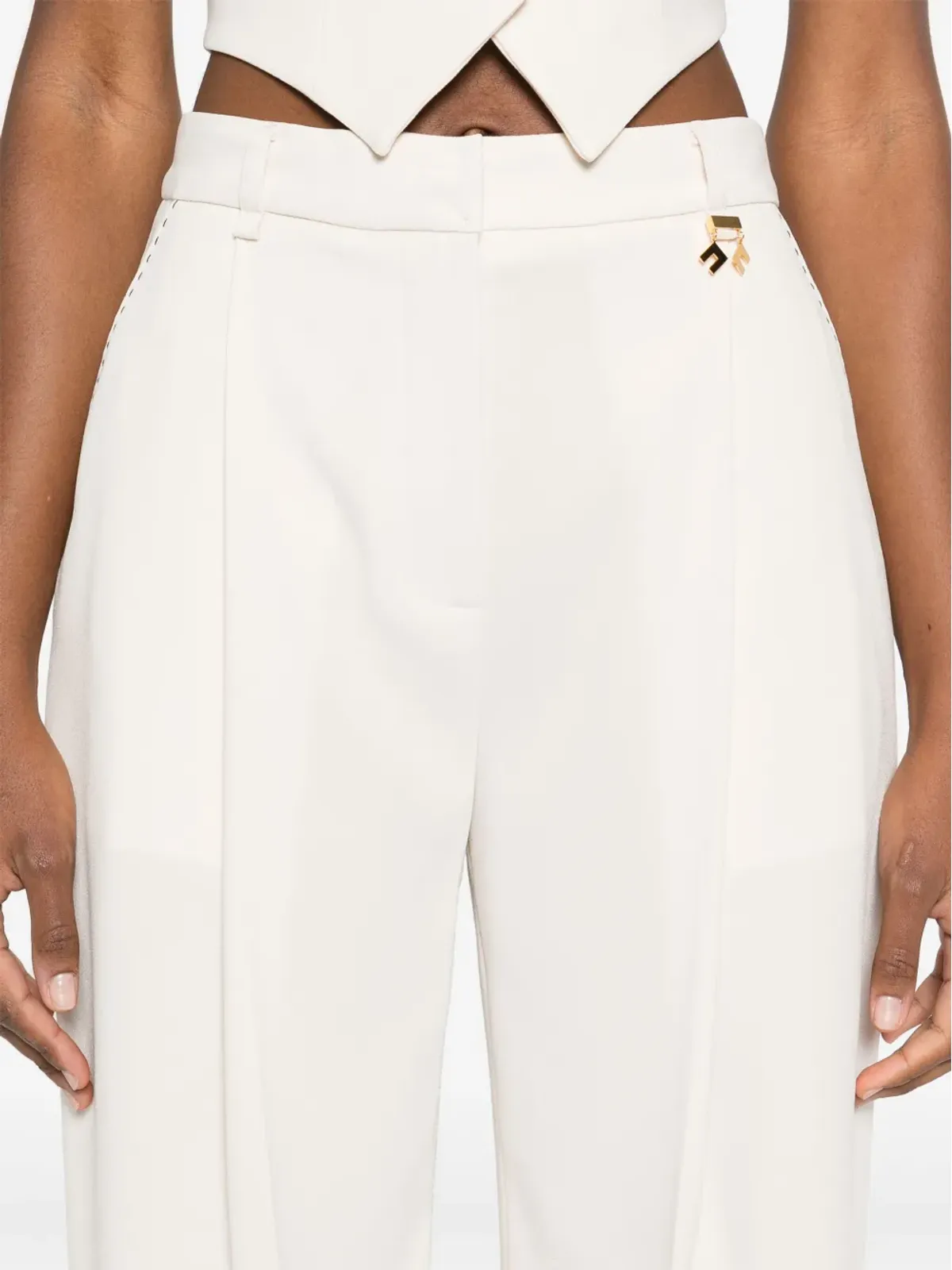 Elisabetta Franchi コントラストトップステッチ入りクレープパンツ - ニュートラルカラー - 画像5