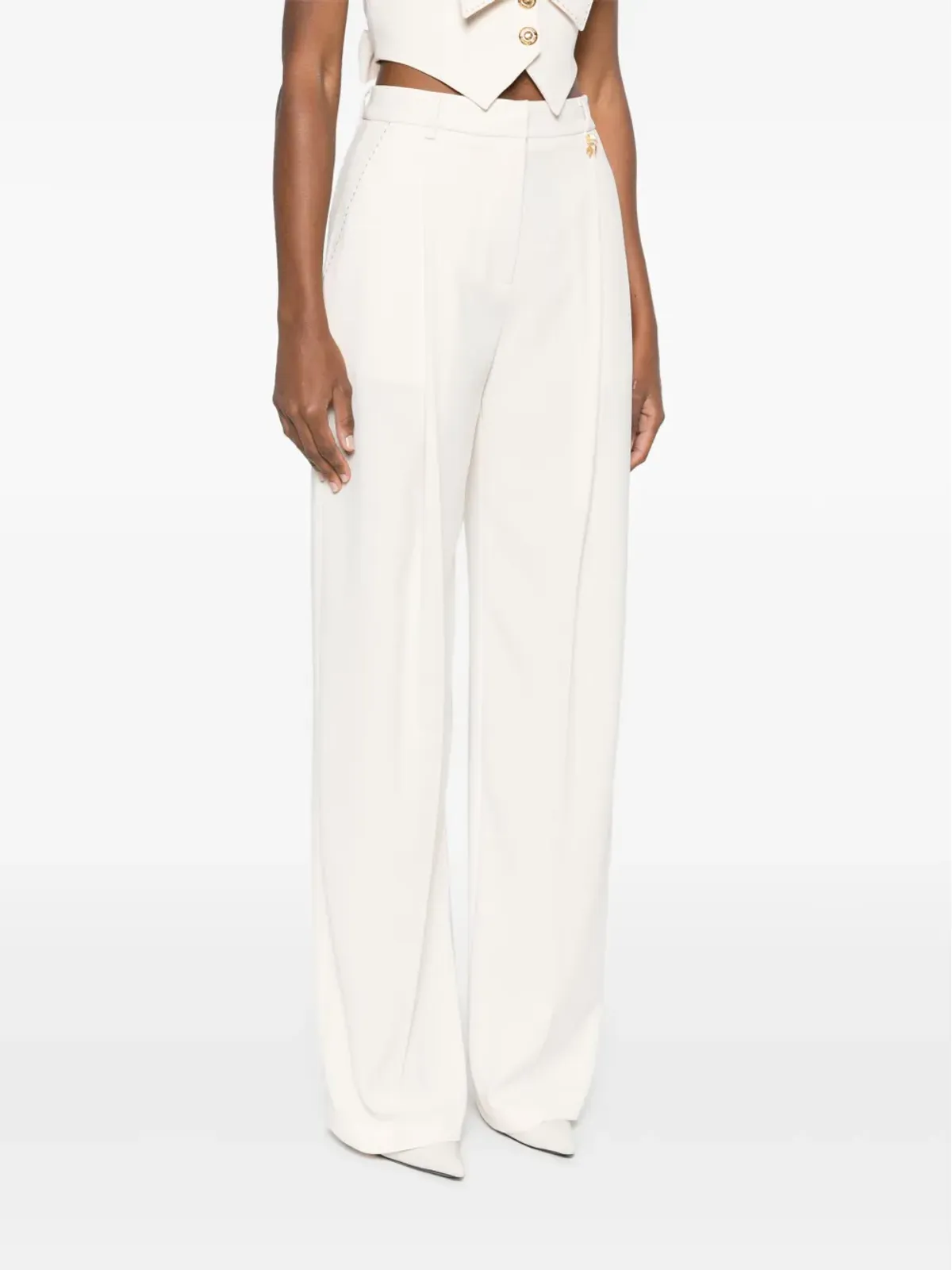 Elisabetta Franchi コントラストトップステッチ入りクレープパンツ - ニュートラルカラー - 画像3