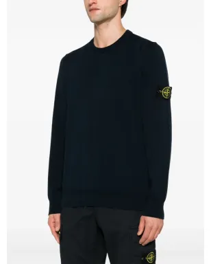 Stone Island ロゴパッチ クルーネック セーター - ブルー - サムネイル3