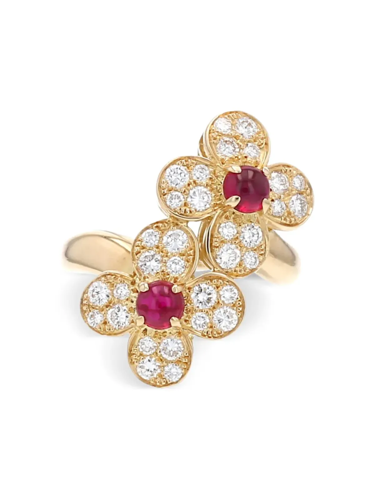 Van Cleef & Arpels Pre-Owned 18K イエローゴールド ルビーとダイヤモンドのリング - 画像2