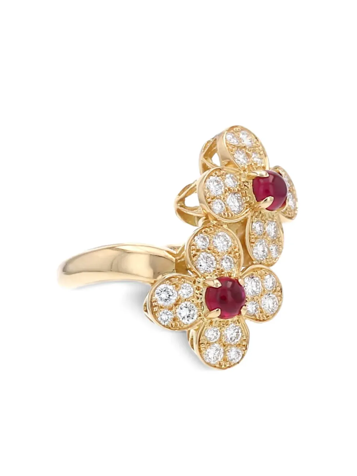Van Cleef & Arpels Pre-Owned 18K イエローゴールド ルビーとダイヤモンドのリング - 画像3