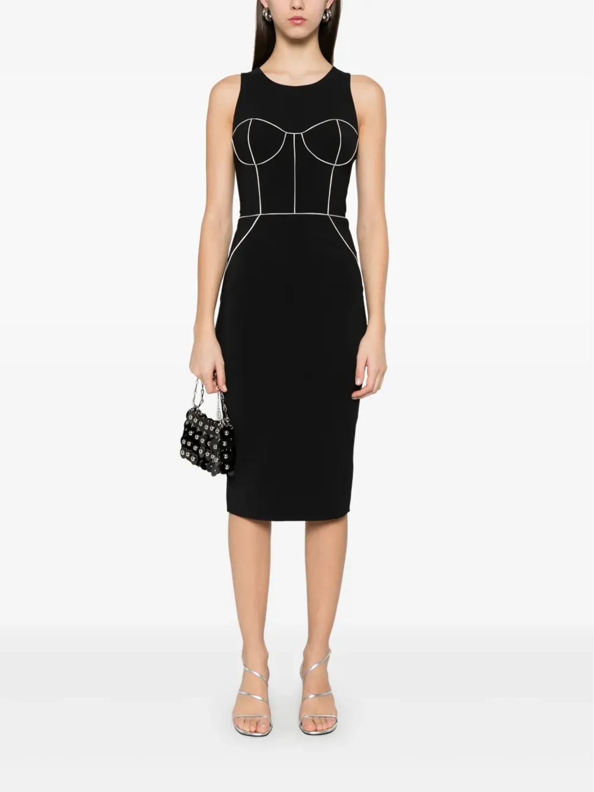 Elisabetta Franchi コントラストパイピング付きミディドレス - ニュートラルカラー - 画像2