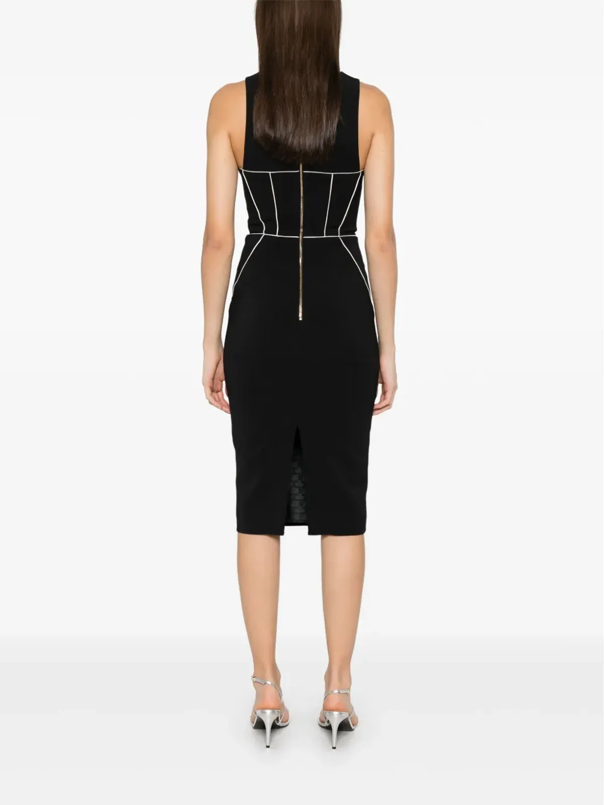 Elisabetta Franchi コントラストパイピング付きミディドレス - ニュートラルカラー - 画像4