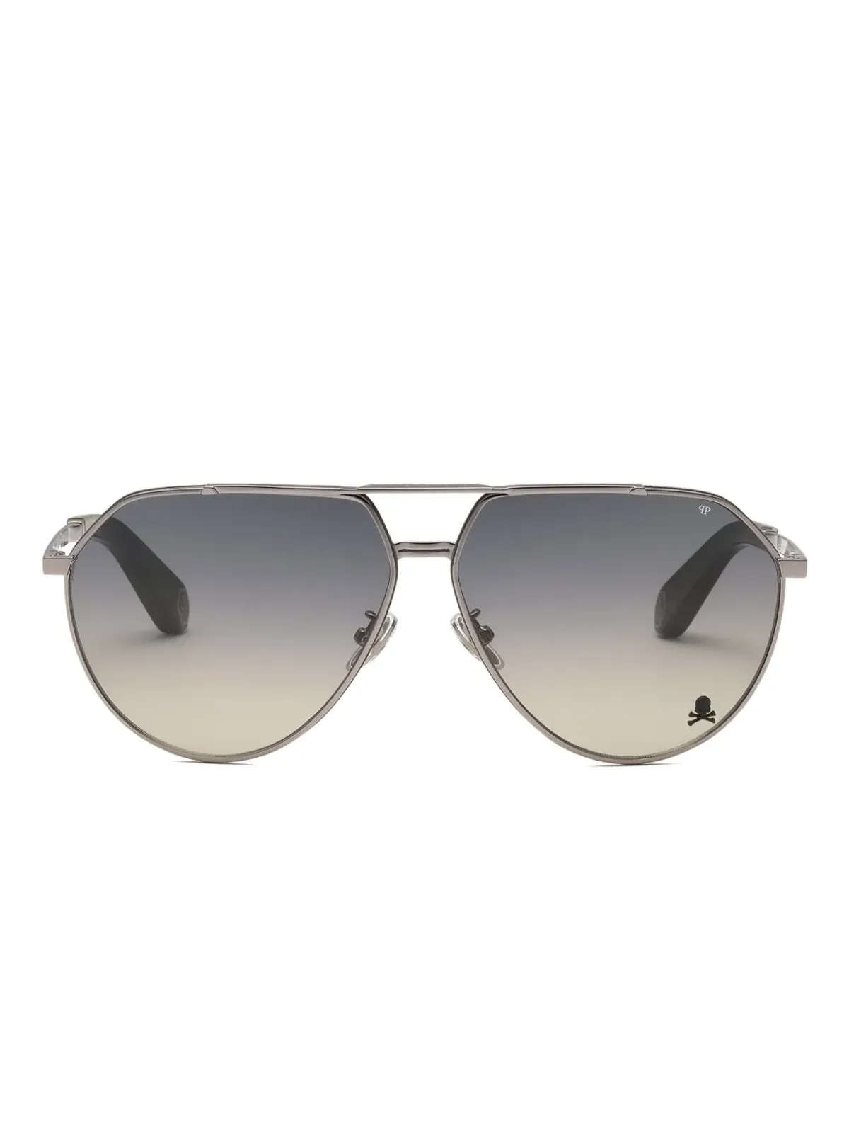 Philipp Plein Eyewear スカル装飾パイロットフレームサングラス - 画像1