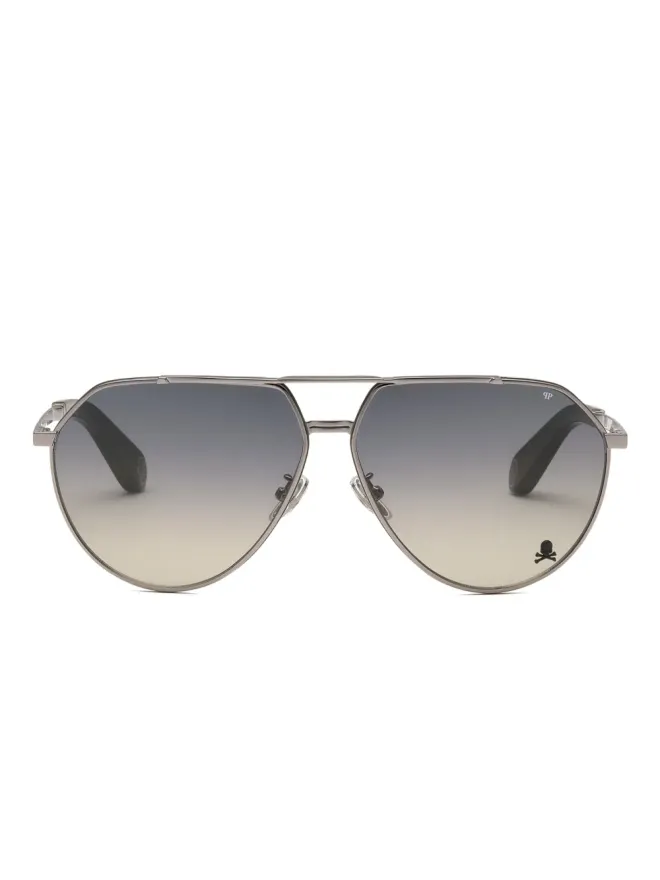 Philipp Plein Eyewear Philipp Plein Eyewear スカル装飾パイロットフレームサングラスの商品画像
