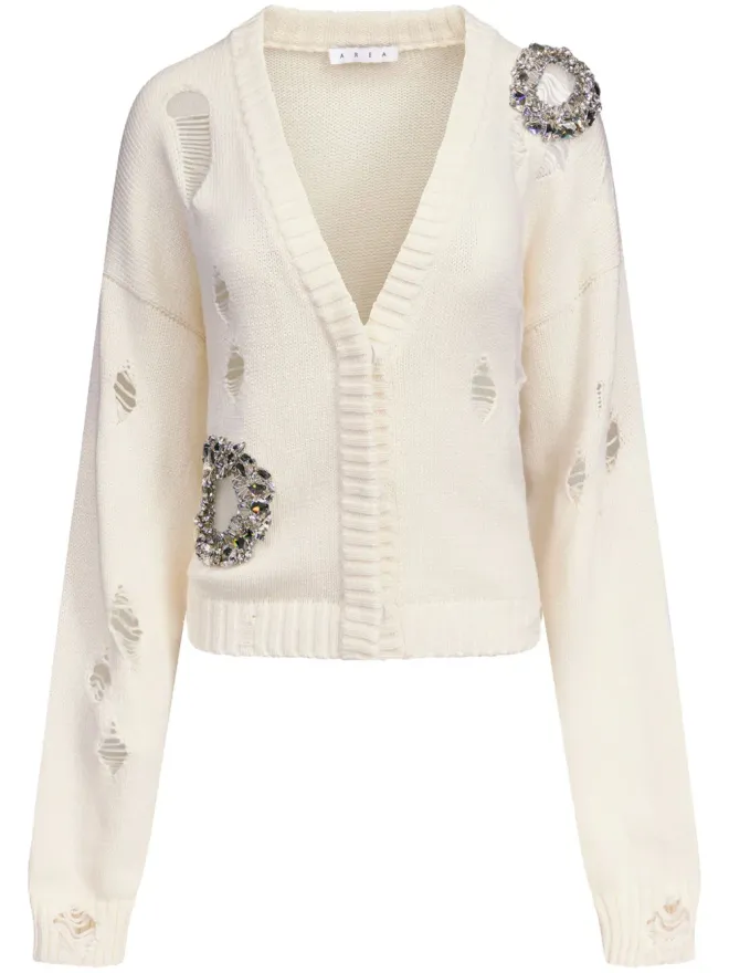 AREA AREA crystal-embellished cardigan - Neutralsの商品画像