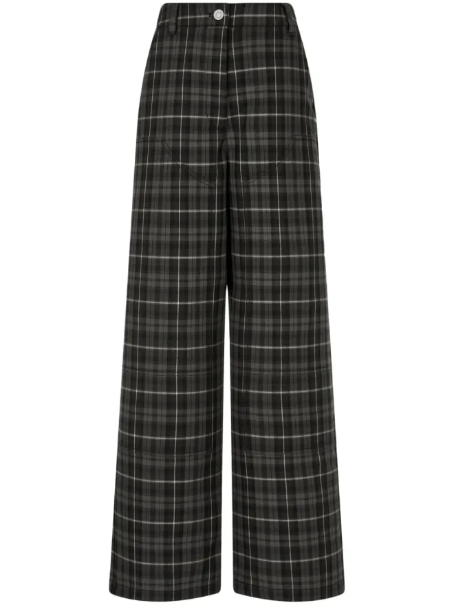 TOMBOY TOMBOY タータンチェック柄ワイドレッグパンツの商品画像