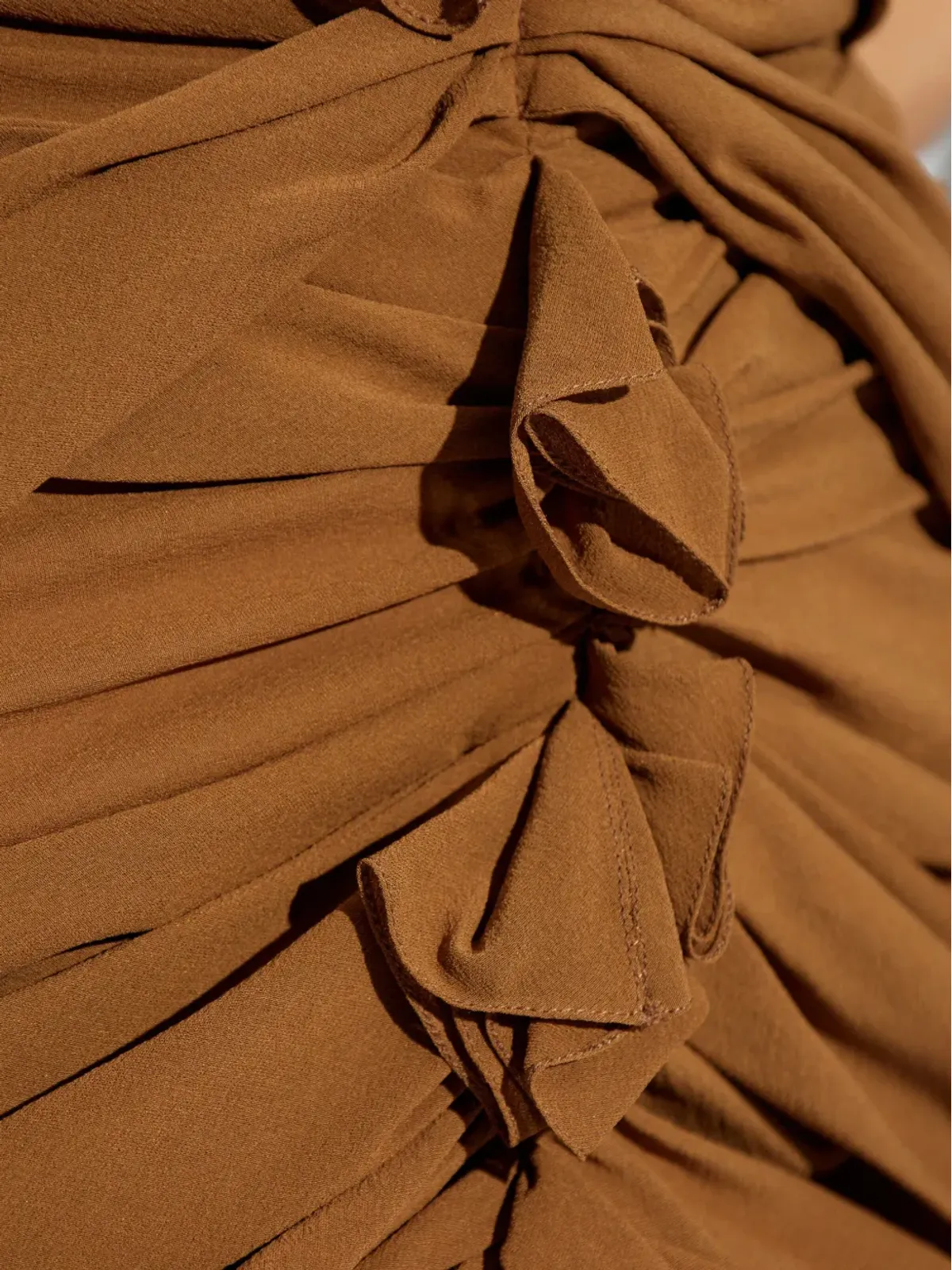 Saint Laurent シャーリング付きホルターネック ミニドレス - ブラウン - 画像5