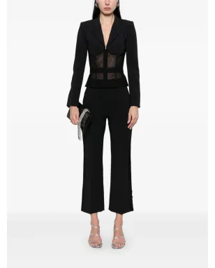 Elisabetta Franchi サテン・トリム付きクレープパンツ - ブラック - サムネイル2