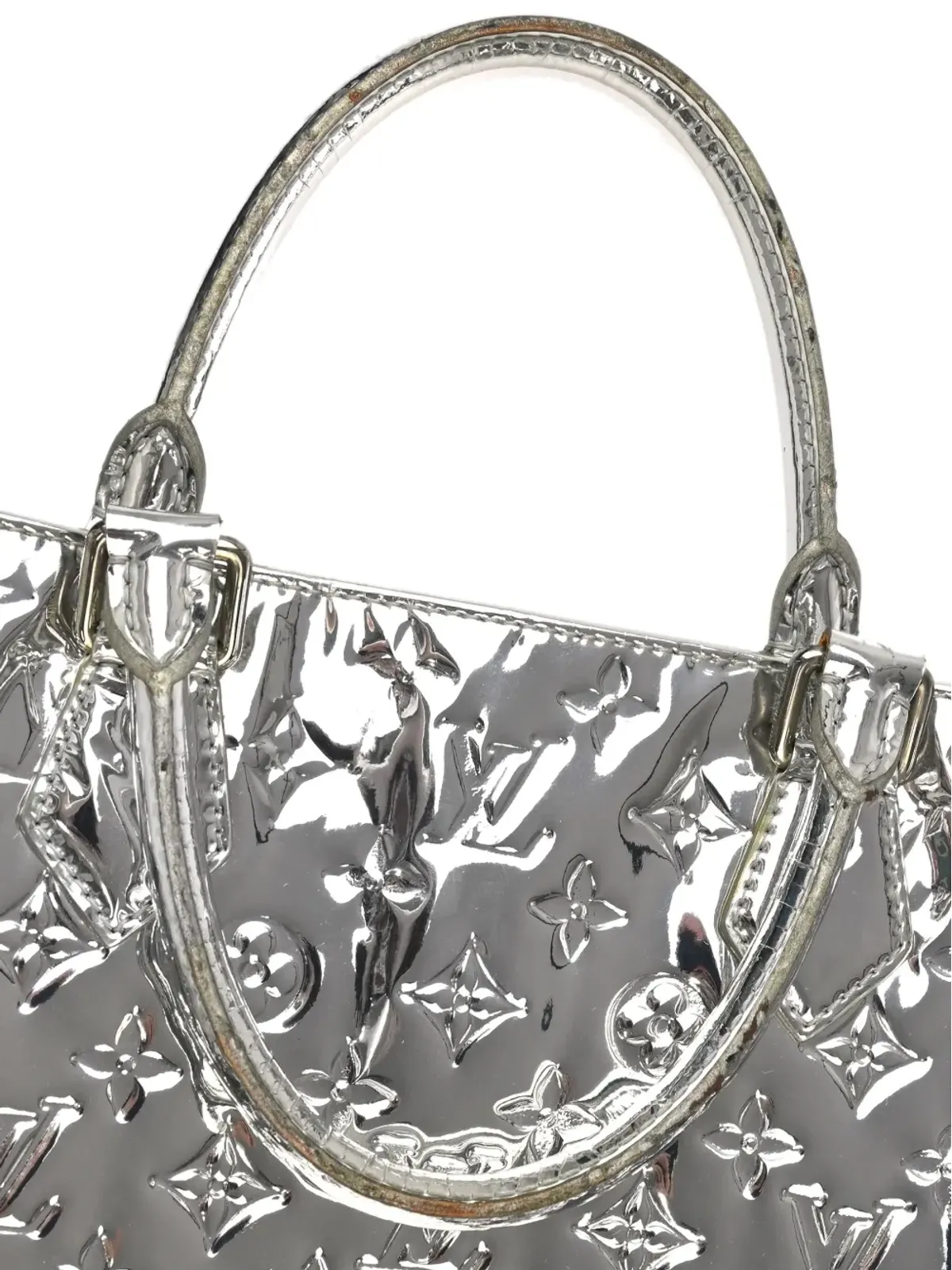 Louis Vuitton ビンテージ Sac Plat ハンドバッグ シルバー - 画像5