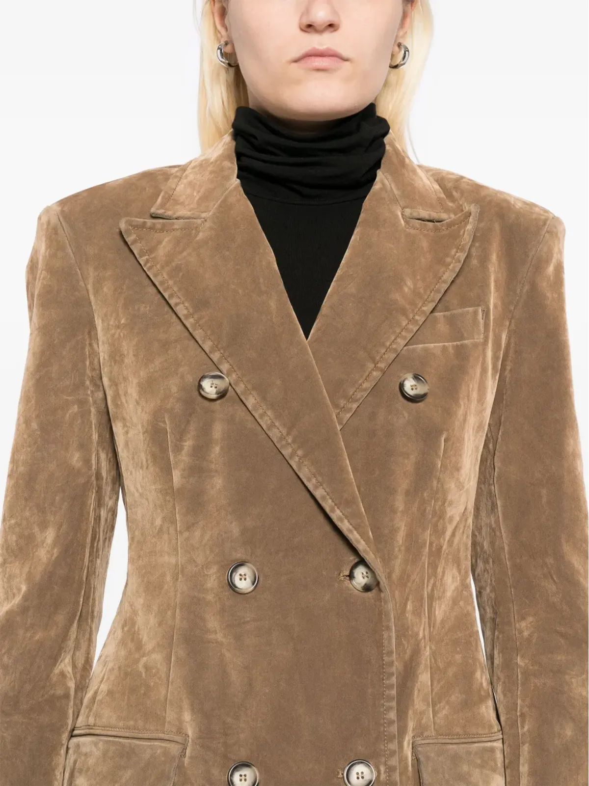 Max Mara フロック加工ブレザー ブラウン - 画像5