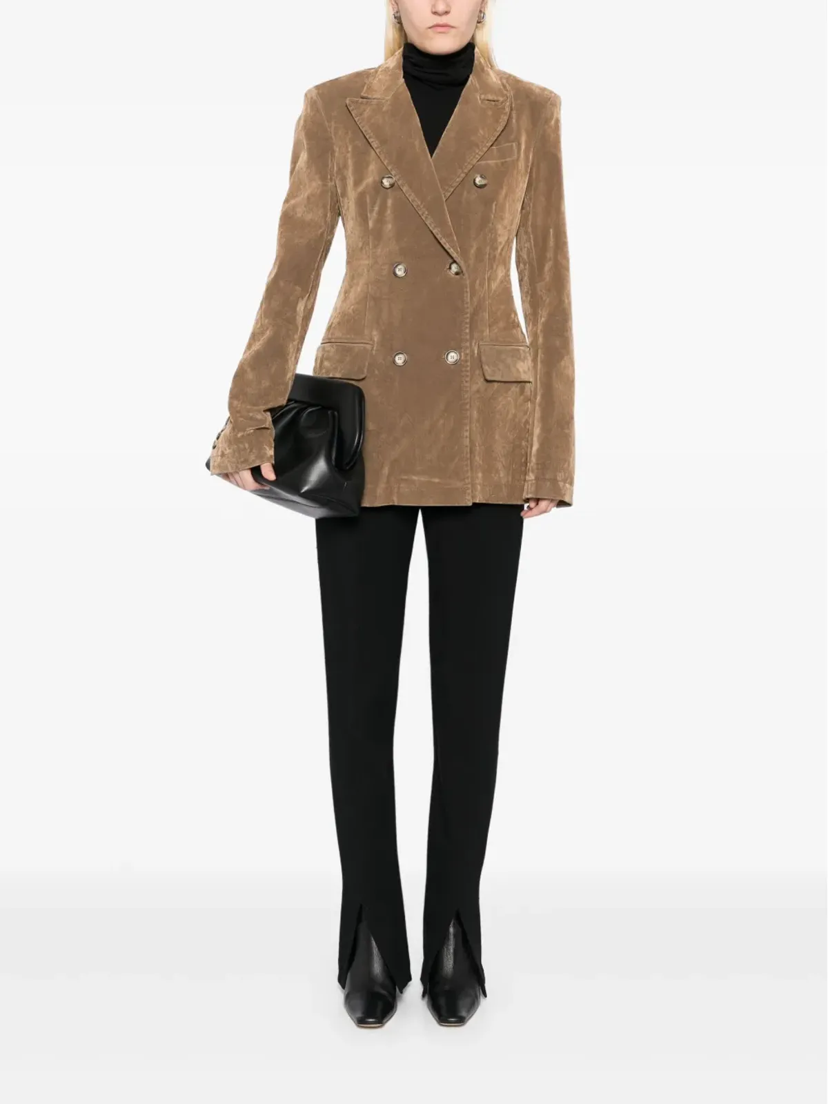 Max Mara フロック加工ブレザー ブラウン - 画像2
