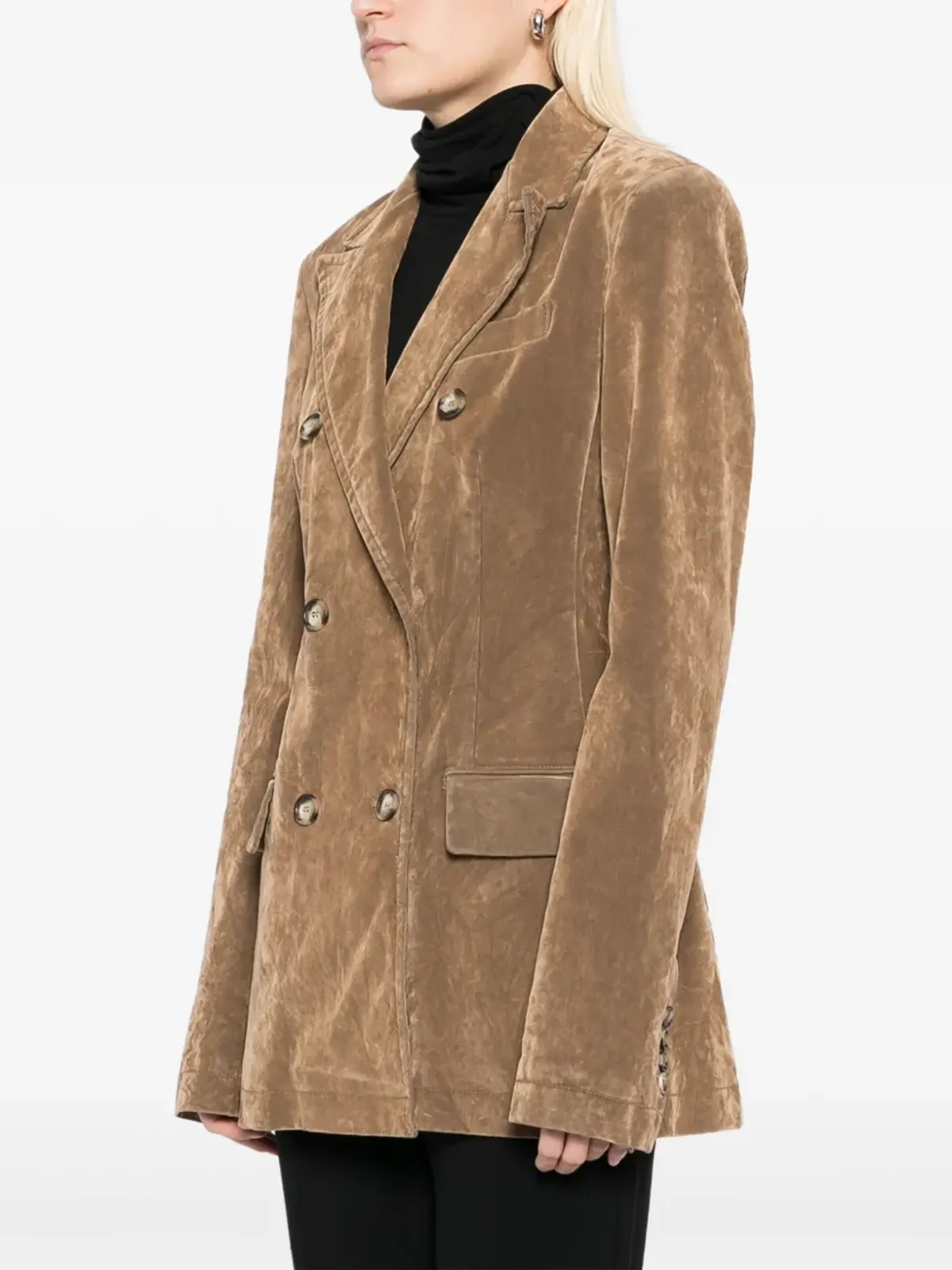 Max Mara フロック加工ブレザー ブラウン - 画像3