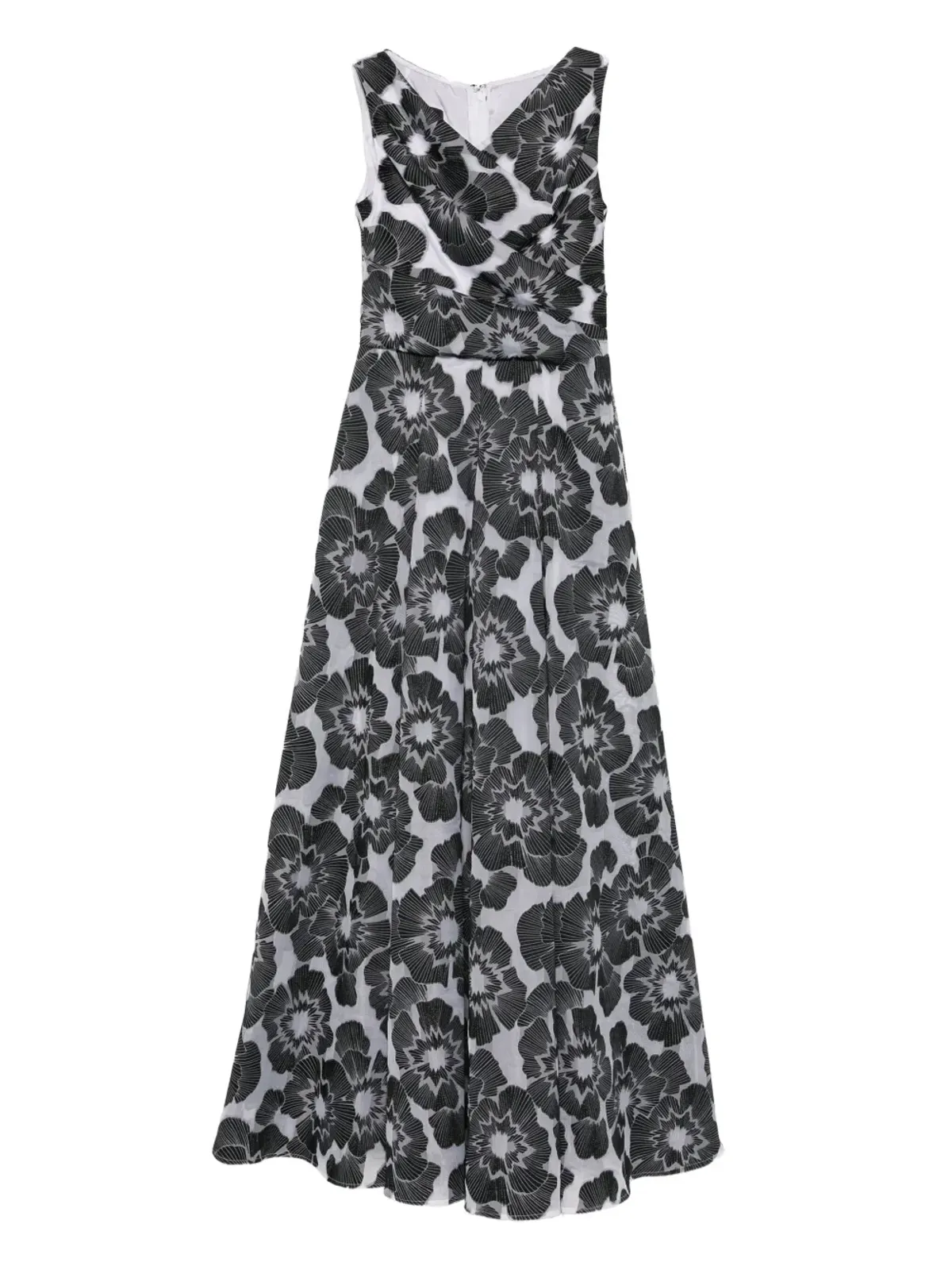 Talbot Runhof 花柄プリント ガウン ブラック - 画像1